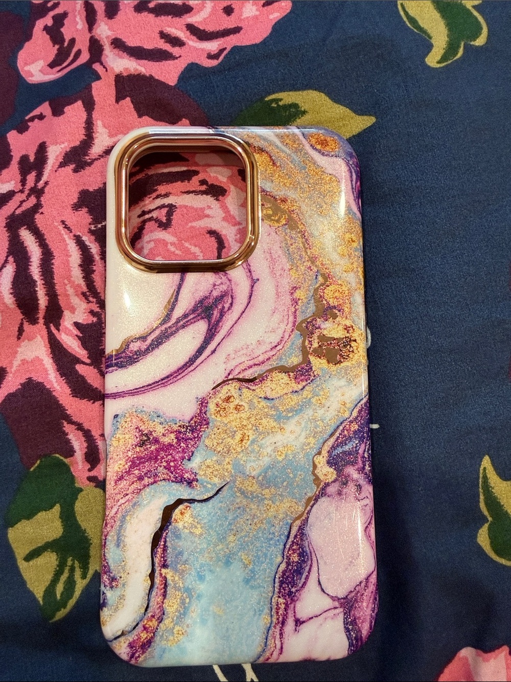 Marbled Purple & Gold Protective iPhone 16 Pro Max Case